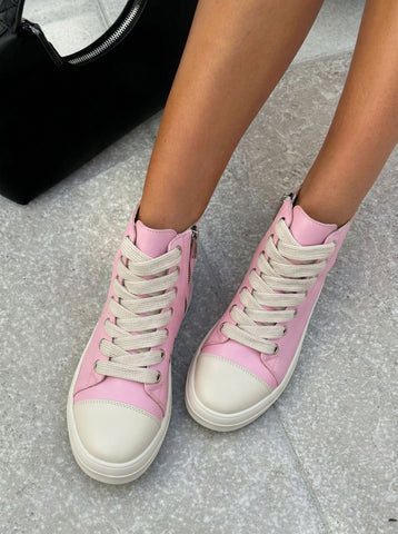 Pink High Top Zipper Sweet Sneakers