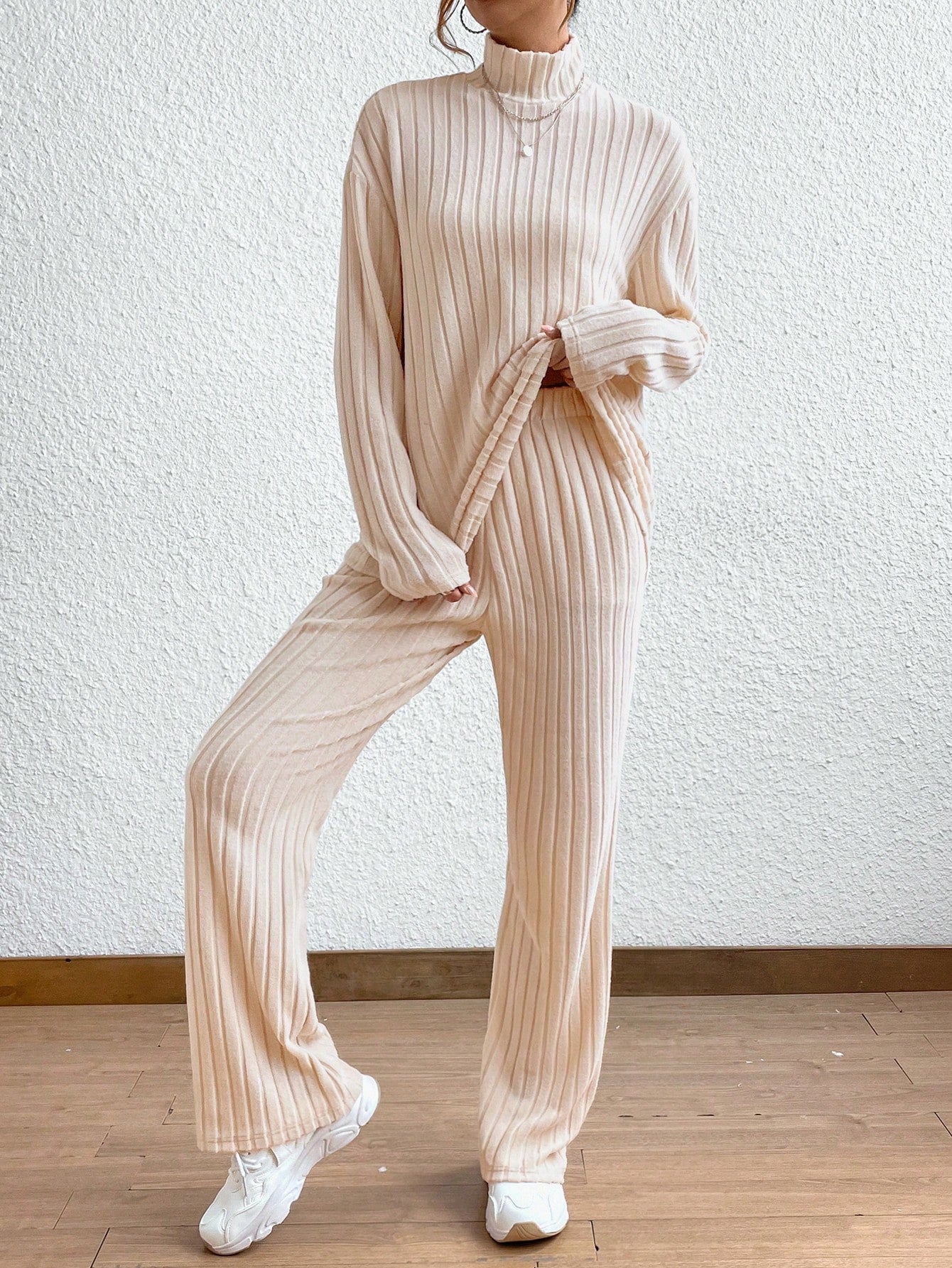 Cozy Ribbed Mock Neck Pants Set