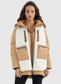 Colorblock Sherpa Trim Puffer Jacket