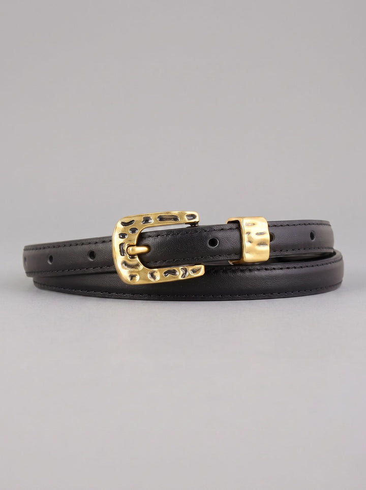 Minimalist Gold Buckle Skinny Belt