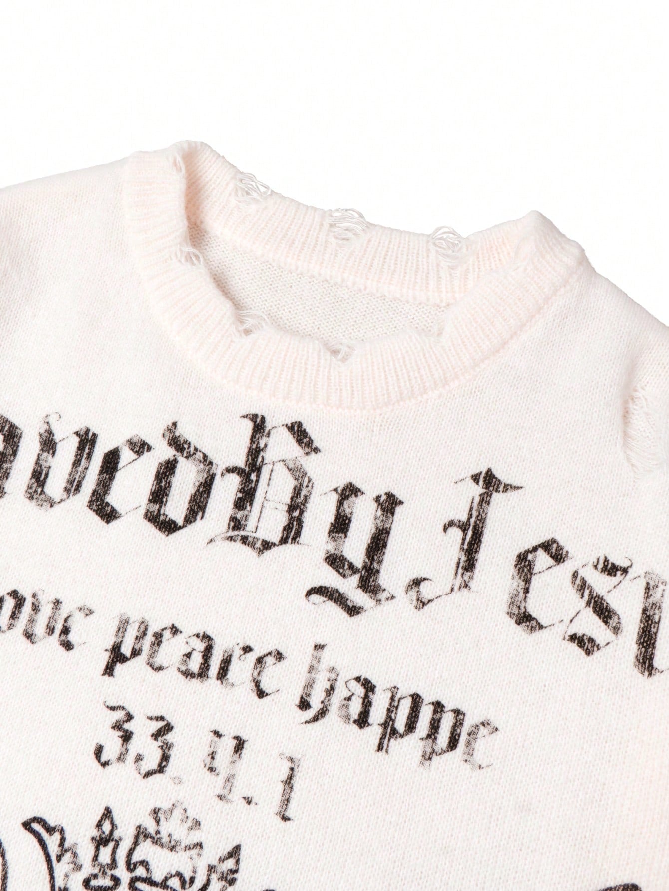 Distressed Graphic Oversized Knit Sweater