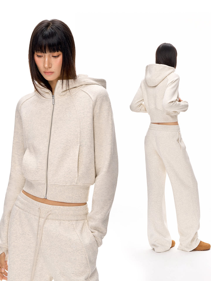 Cropped Slim Fit Zip Up Hoodie