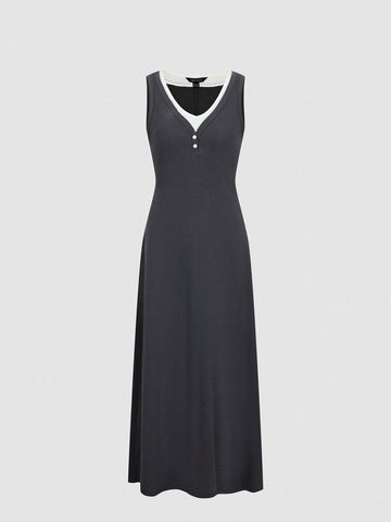 2 In 1 Sleeveless A-Line Midi Dresses