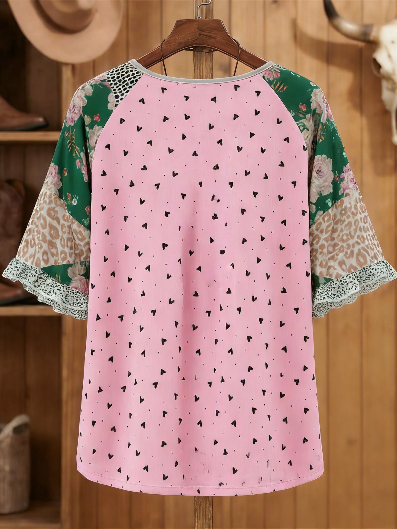 Boho Floral Print Chiffon Blouse