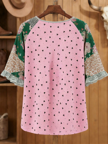 Boho Floral Print Chiffon Blouse