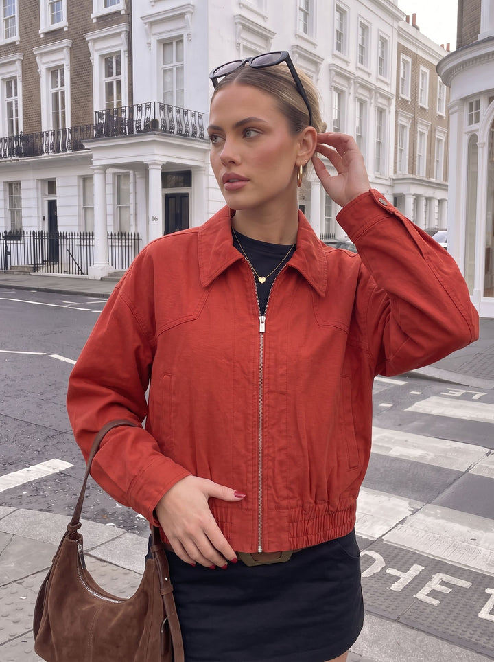 Oversized Zip Up Canvas Jacket