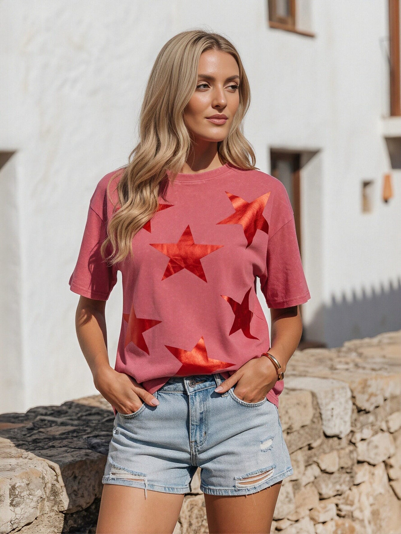 Vintage Wash Star Print T-Shirt