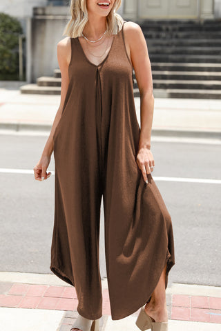 V Neck Flared Leg Jumpsuit