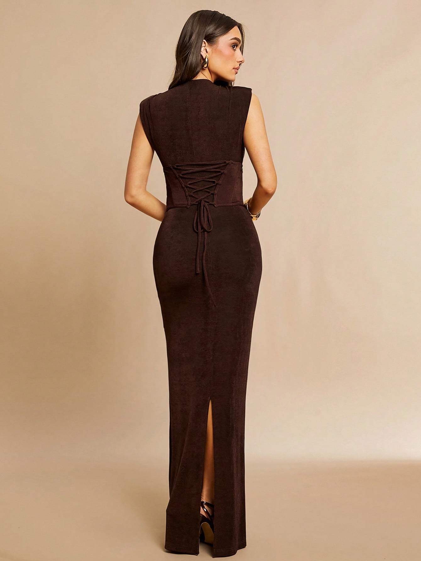 Sleeveless Mock Neck Bodycon Maxi Dress