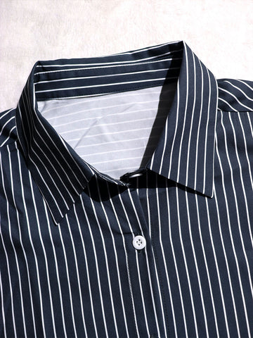 Belted Striped Button Down Maxi Dress