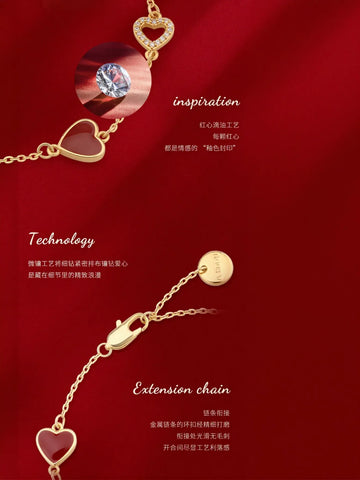 Dainty Red Heart Charm Bracelet