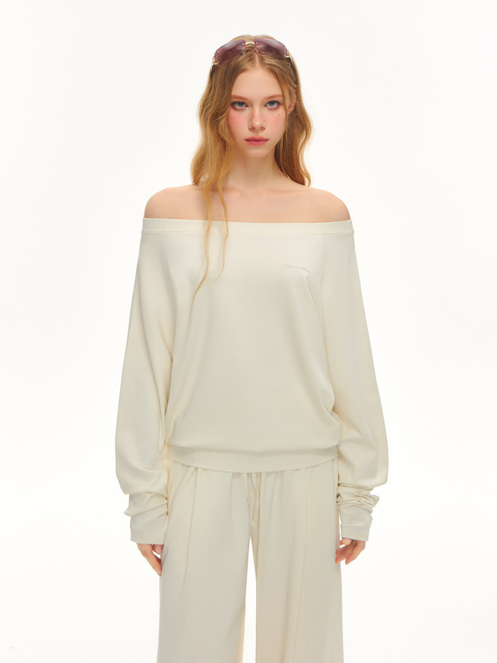 Off Shoulder Oversized Lounge Pullover