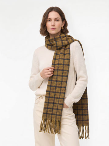 Cozy Plaid Brushed Wool Scarf