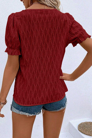 Puff Sleeve Ribbed Knit Top