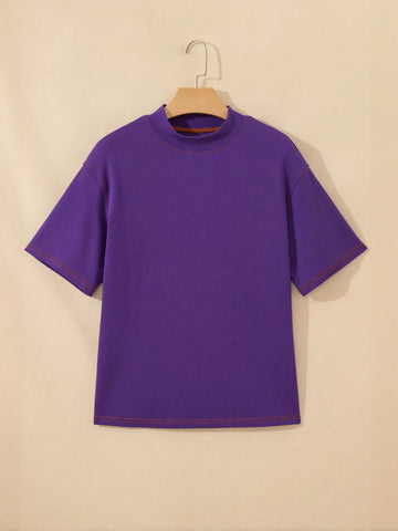 Contrast Stitch Oversized Cotton T-Shirt
