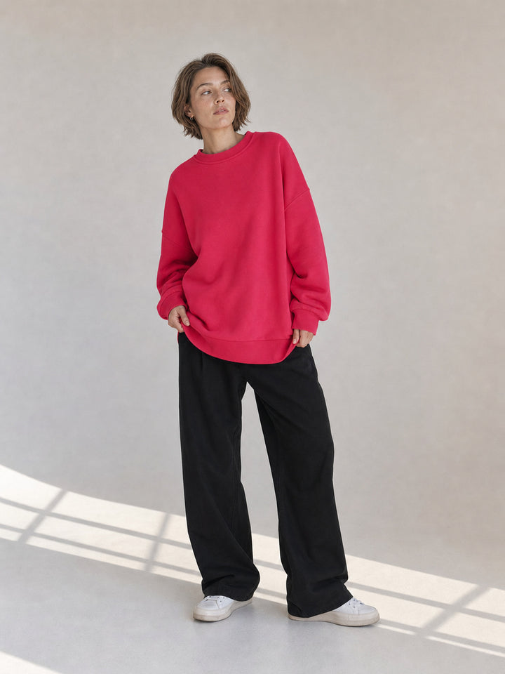 Oversized Mock Neck Pullover Sweatshirt