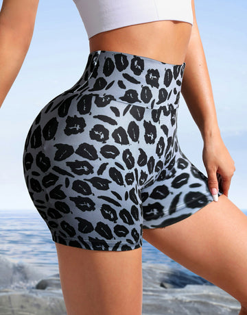 Kiss-Print High-Waisted Breathable Stylish Yoga Shorts
