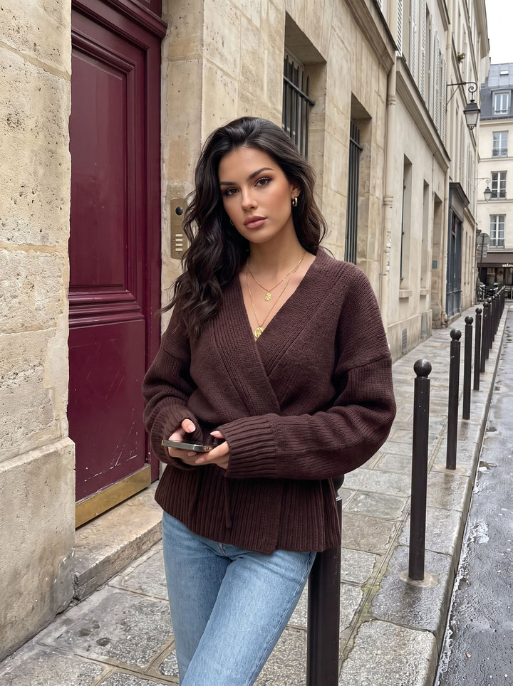Cozy Wrap Tie Knit Cardigan