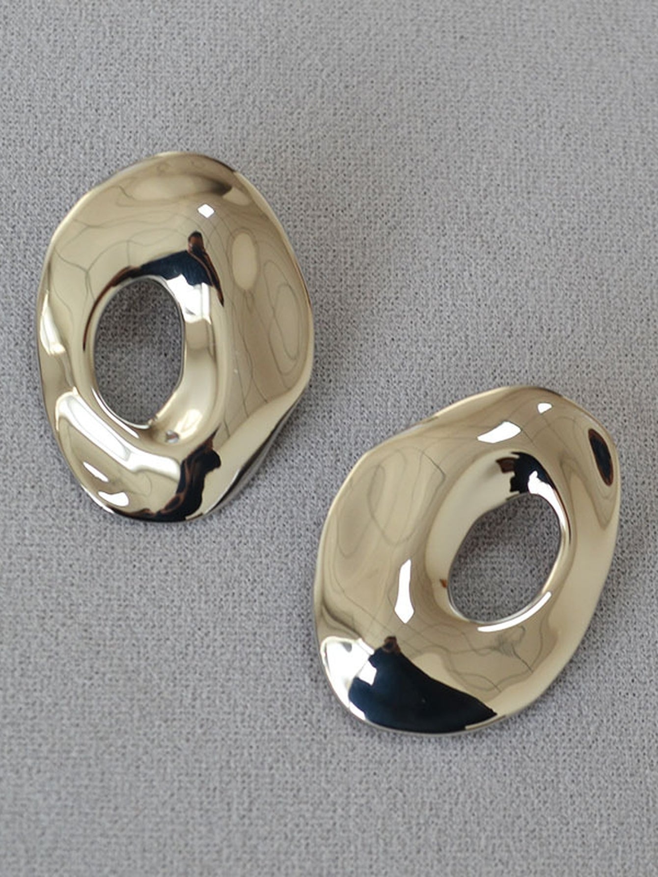 Minimalist Gold Organic Shape Stud Earrings