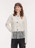 Cute Teddy Embroidered Cable Knit Cardigan