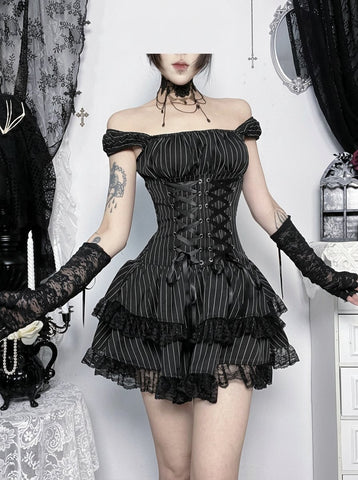 Gothic Lace Corset Mini Dress