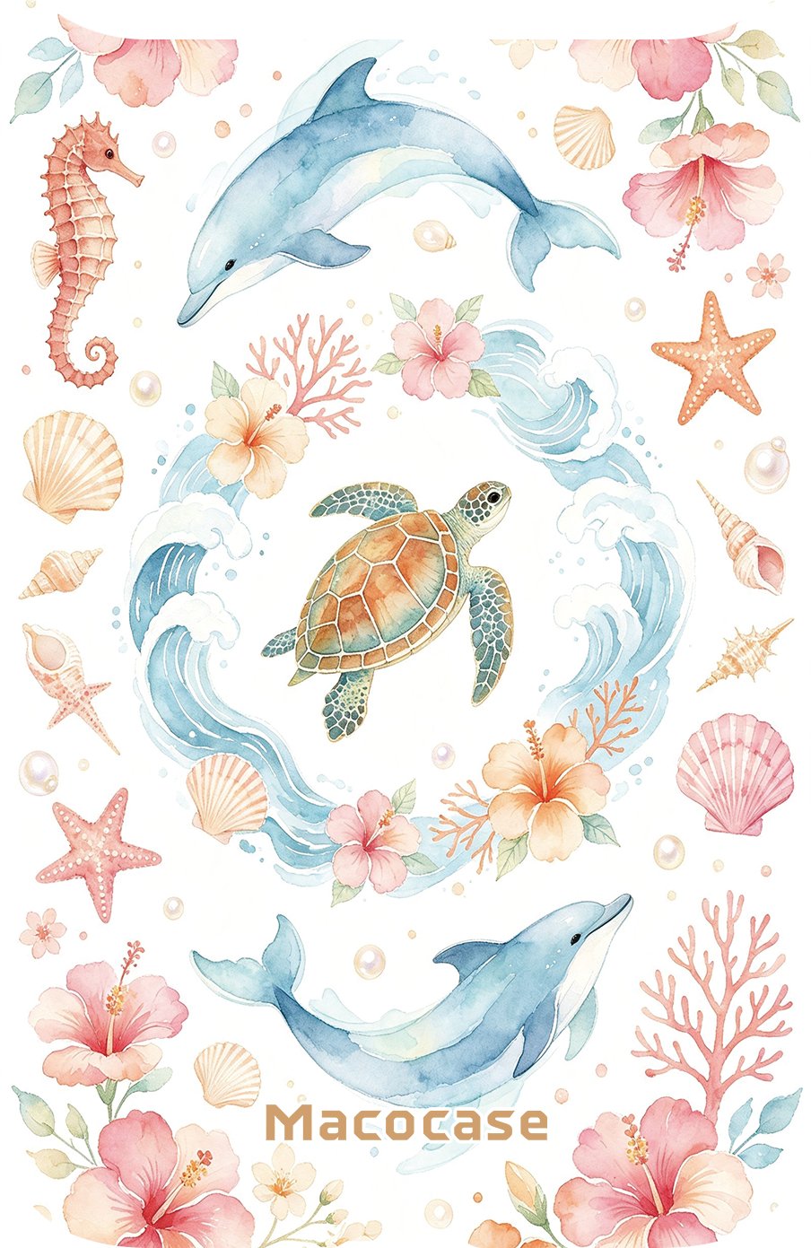 Sea Turtle and Dolphin Marine Life Phone Case
