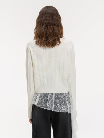 Cute Teddy Embroidered Cable Knit Cardigan