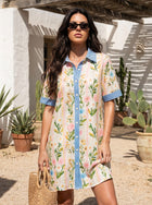 Floral Striped Button Down Dress