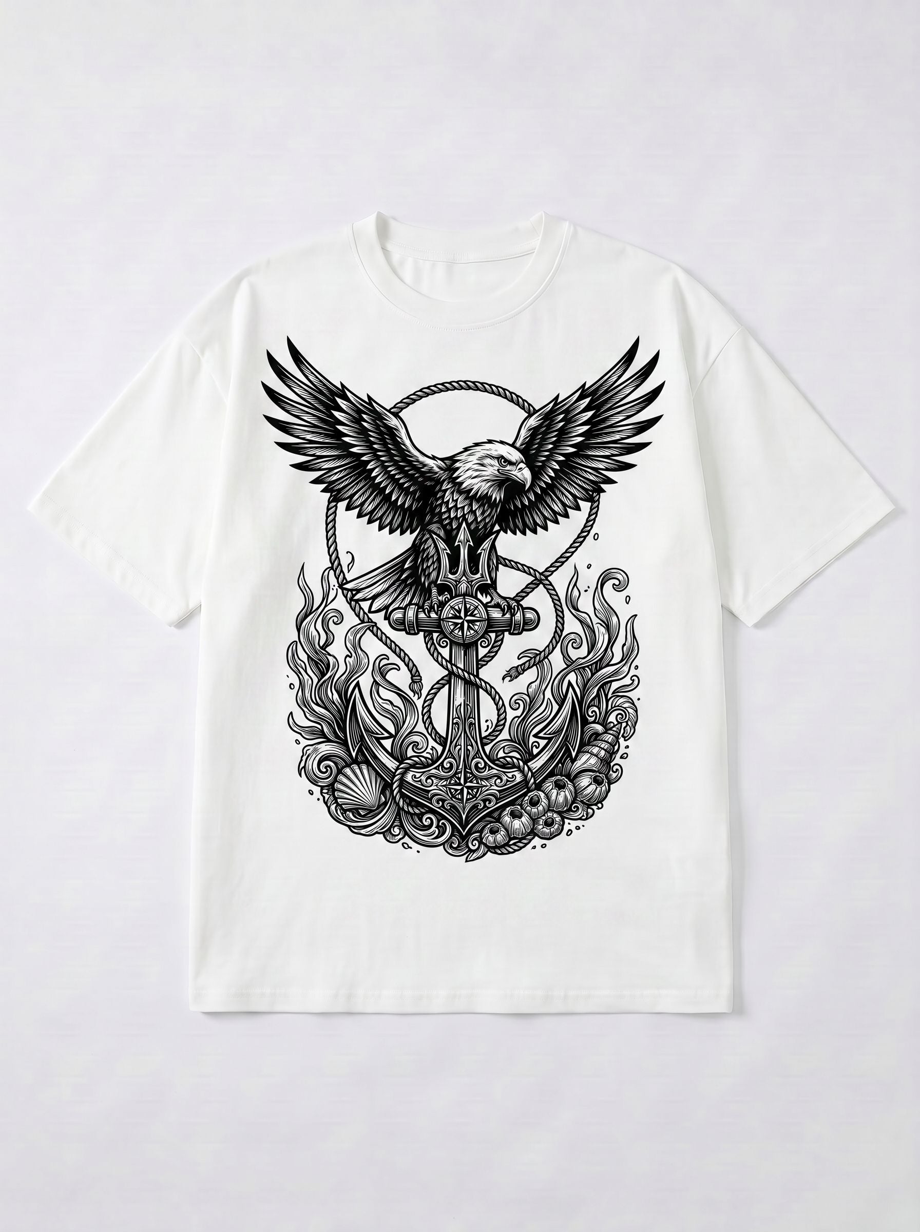 Graphic Eagle Anchor Print T-Shirt
