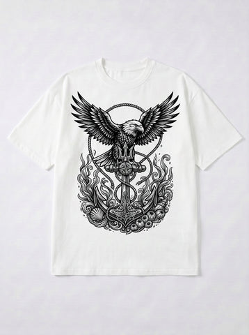 Graphic Eagle Anchor Print T-Shirt