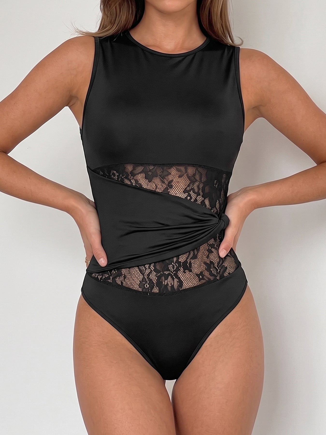 Sleek Lace Waist Detail Bodysuit