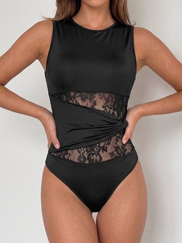 Sleek Lace Waist Detail Bodysuit