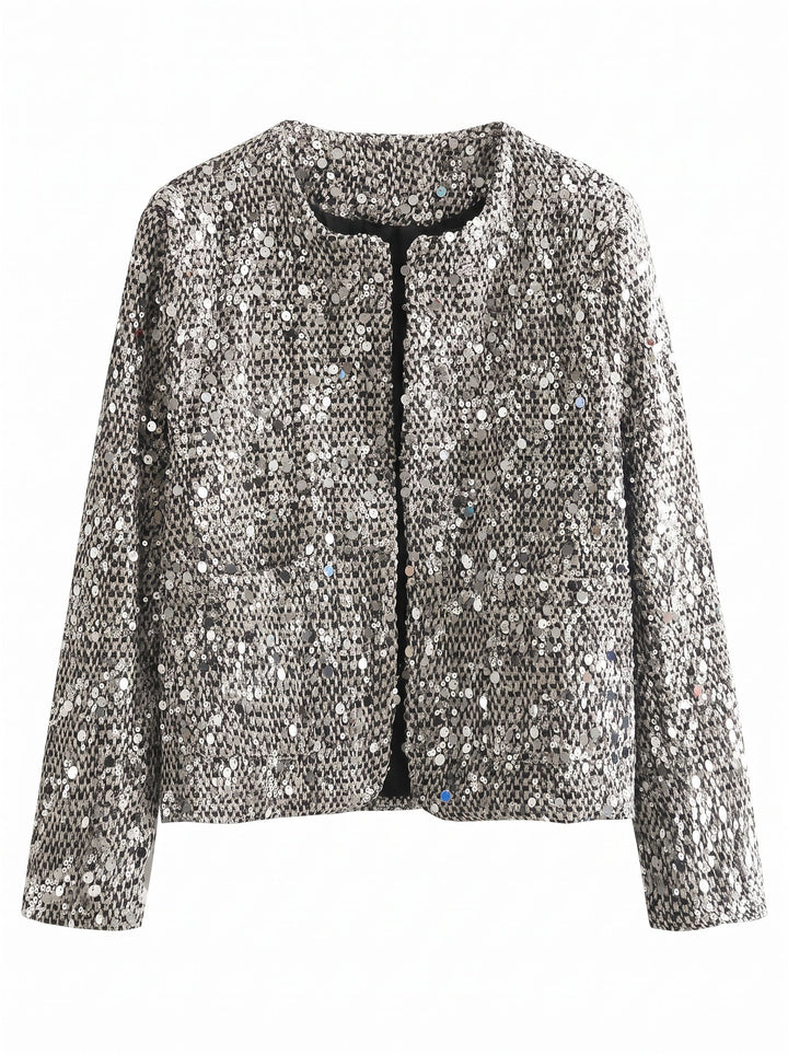Sparkly Sequin Tweed Cropped Jacket