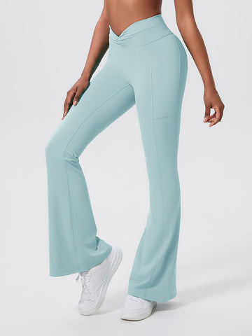 High Waisted Crossover Flare Leggings