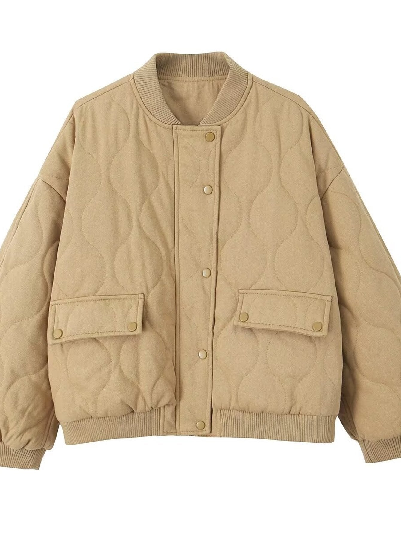 Oversized Quilted Bomber Puffer Jacket