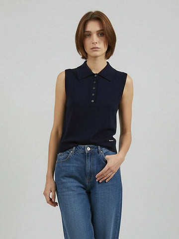Lapel Collar Wool Knit Vest