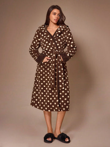 Cozy Plush Polka Dot Bathrobe