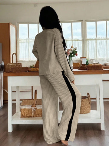 Quarter Zip Ribbed Lounge Set