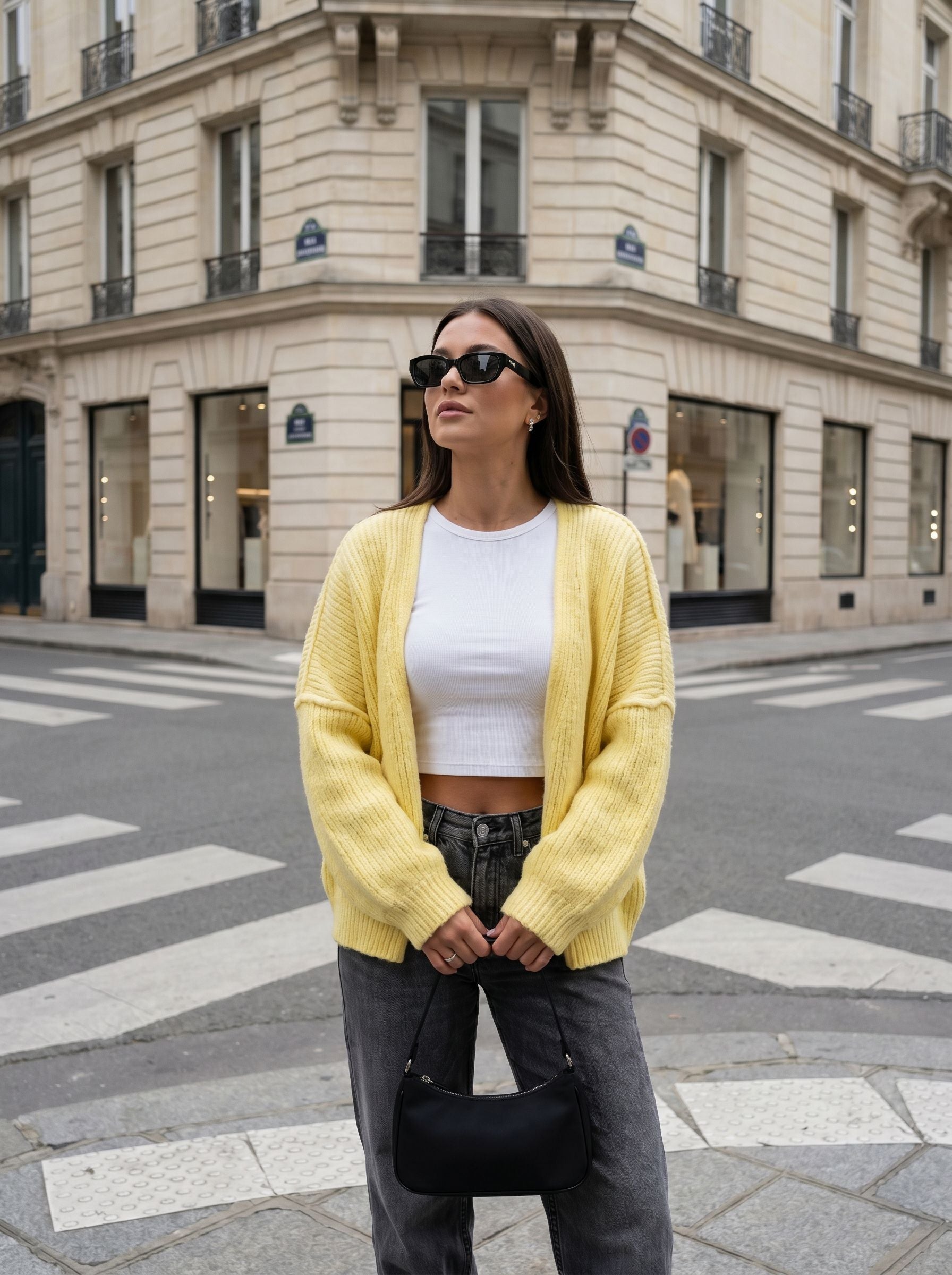 Oversized Chunky Knit Yellow Cardigan