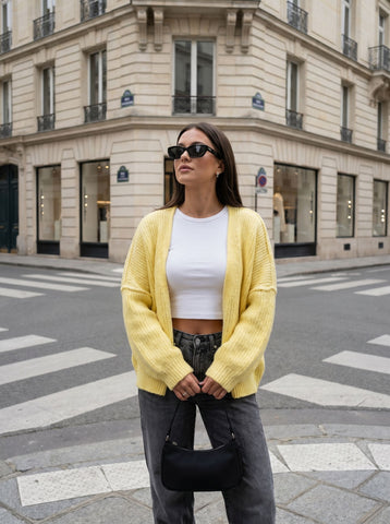Oversized Chunky Knit Yellow Cardigan