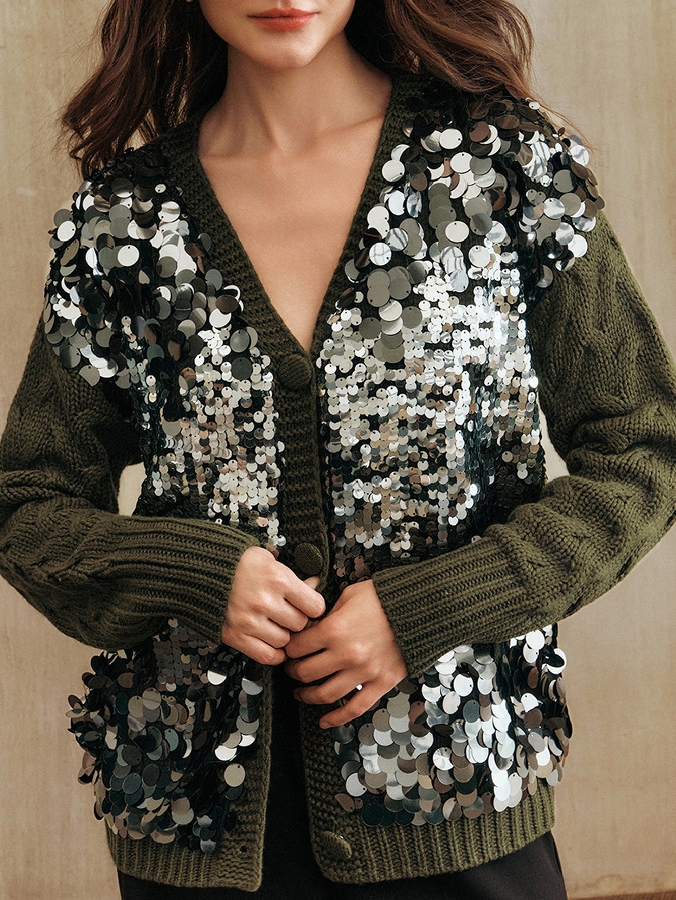 Sparkly Sequin Embellished Knit Cardigan