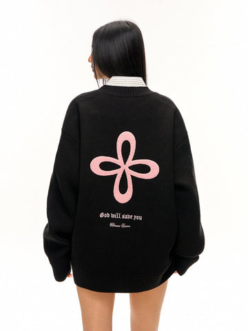 Oversized Graphic Unisex Knit Cardigan