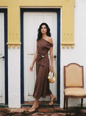 One Shoulder Asymmetric Shorts Set