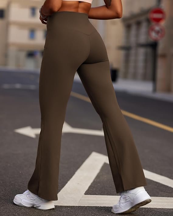 High Waisted V Cut Flare Leggings
