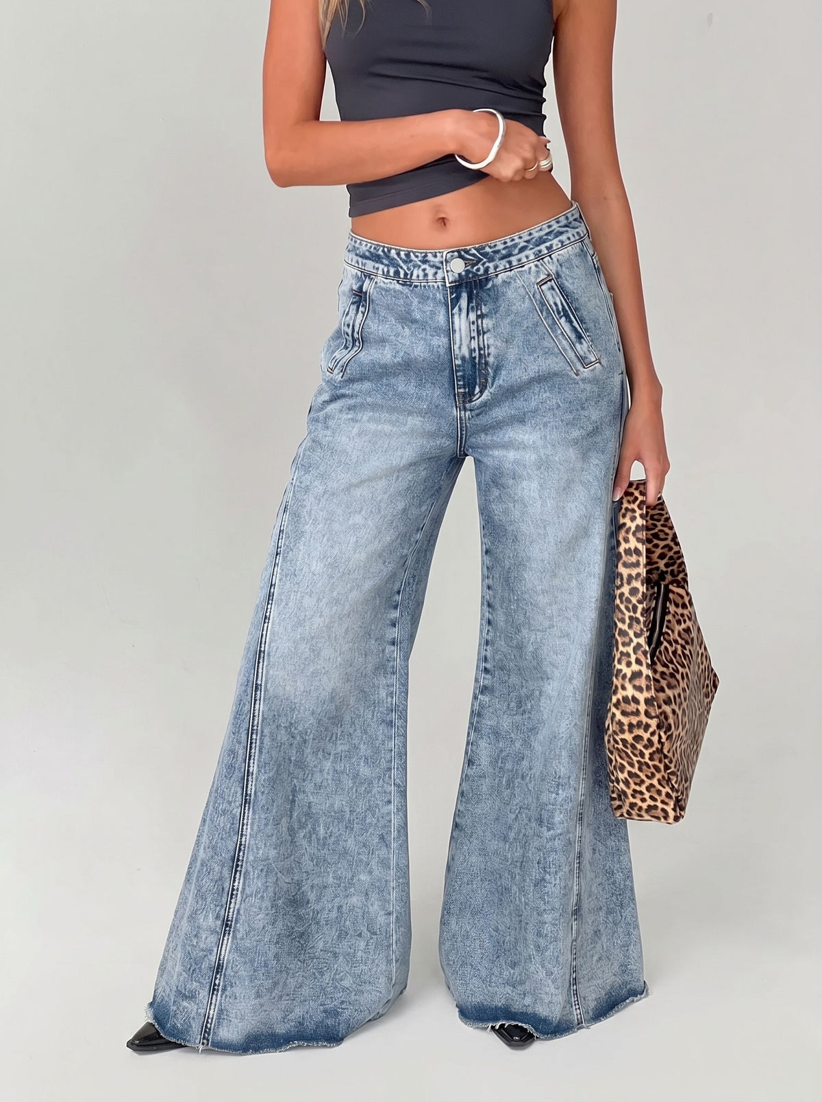 Acid Wash Wide Leg Jeans