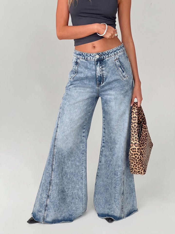 Acid Wash Wide Leg Jeans