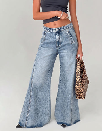 Acid Wash Wide Leg Jeans