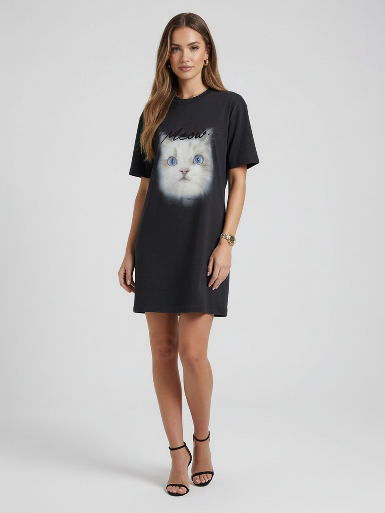 Front Cat T-Shirt Dress