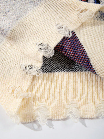 Distressed Graphic Oversized Knit Sweater