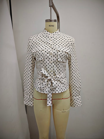 Polka Dot Belted Pants Set